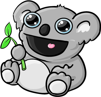 Cute Cartoon Koalawith Eucalyptus Leaf