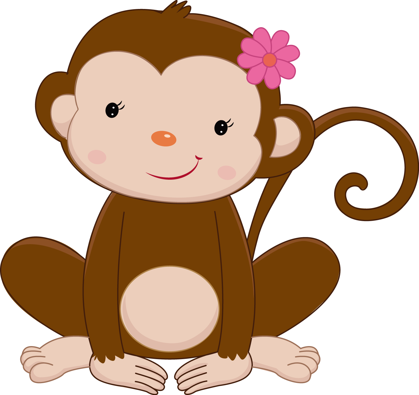 Cute Cartoon Monkeywith Flower
