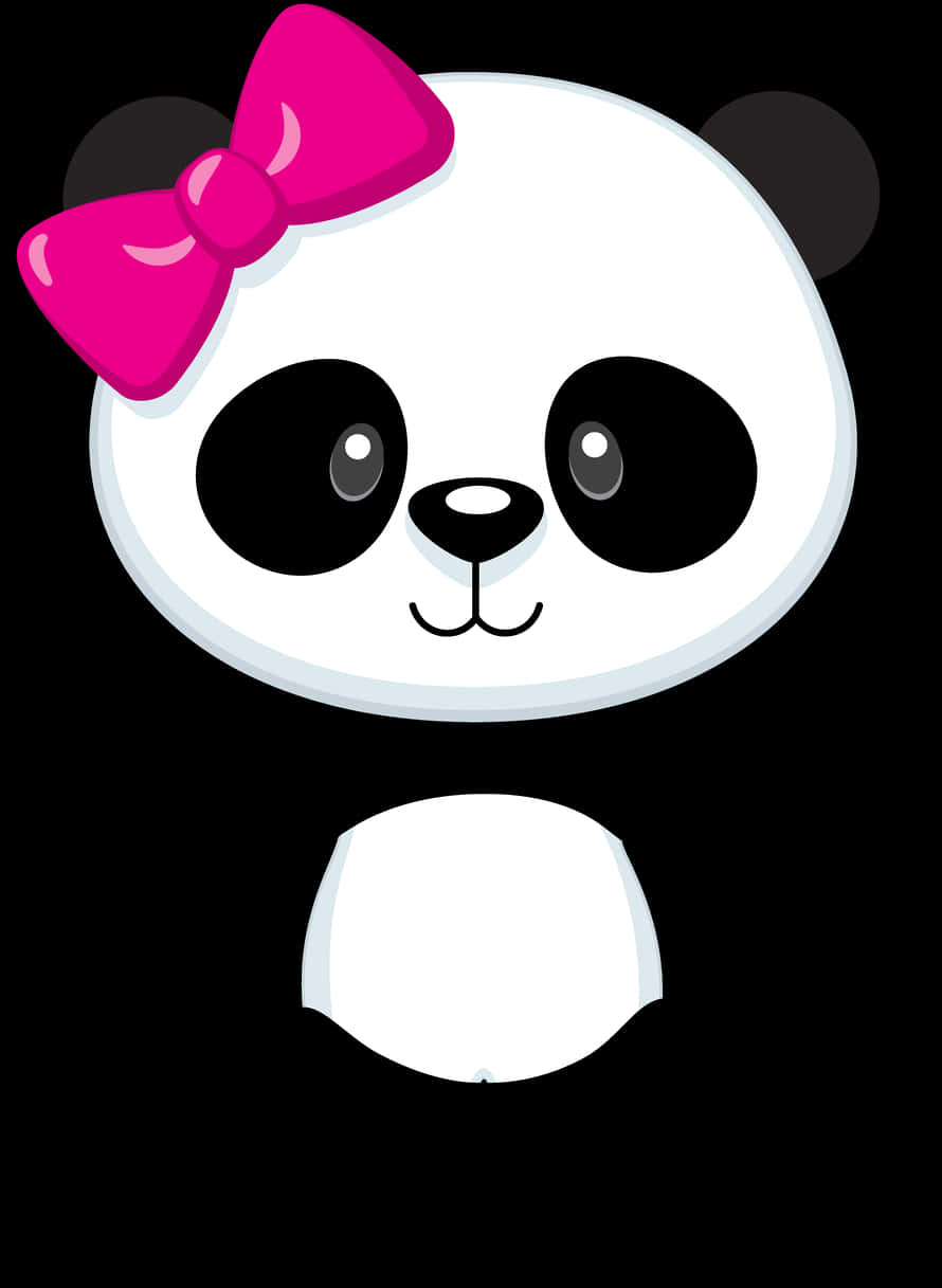 Cute Cartoon Pandawith Pink Bow