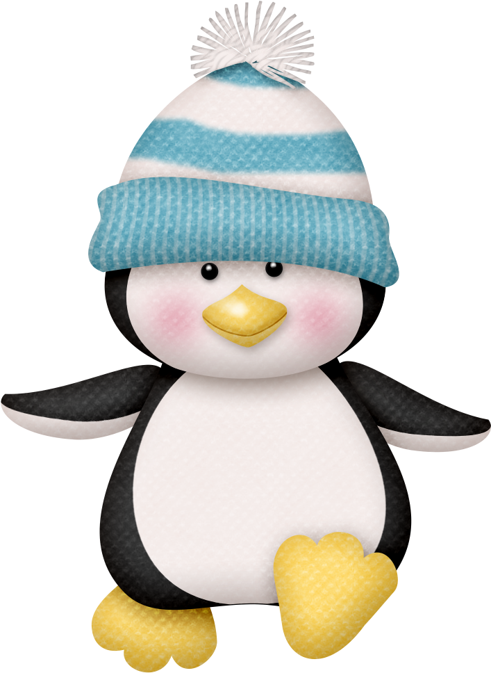 Cute Cartoon Penguinin Striped Hat