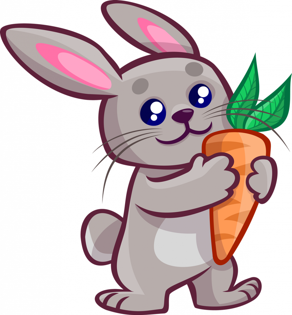 Cute Cartoon Rabbit Holding Carrot