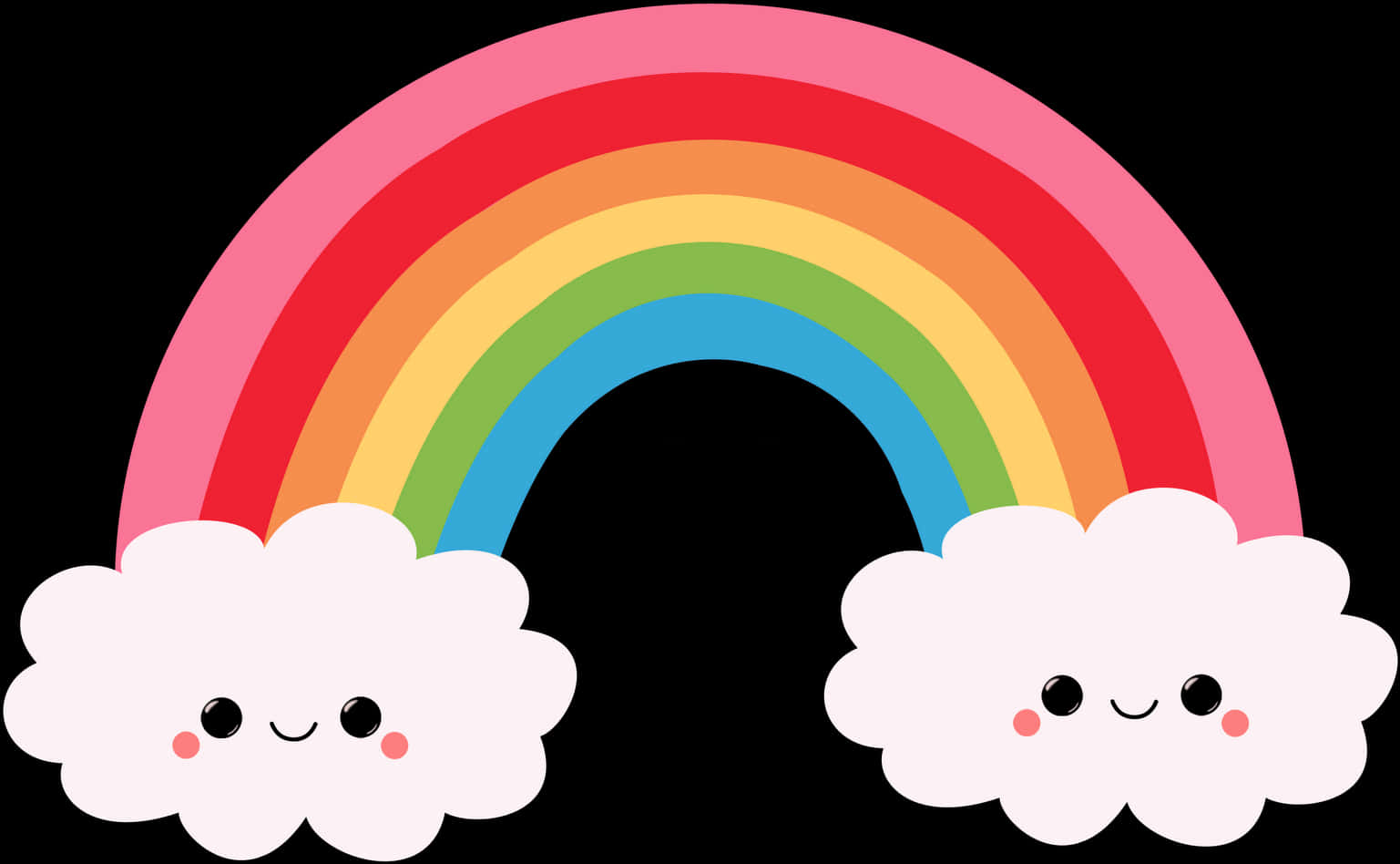 Cute Cartoon Rainbowand Clouds