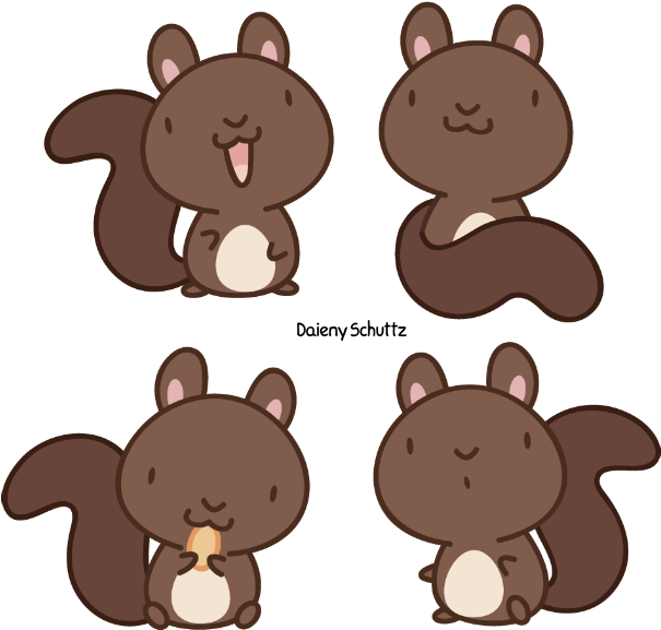 Cute_ Cartoon_ Squirrels_ Set