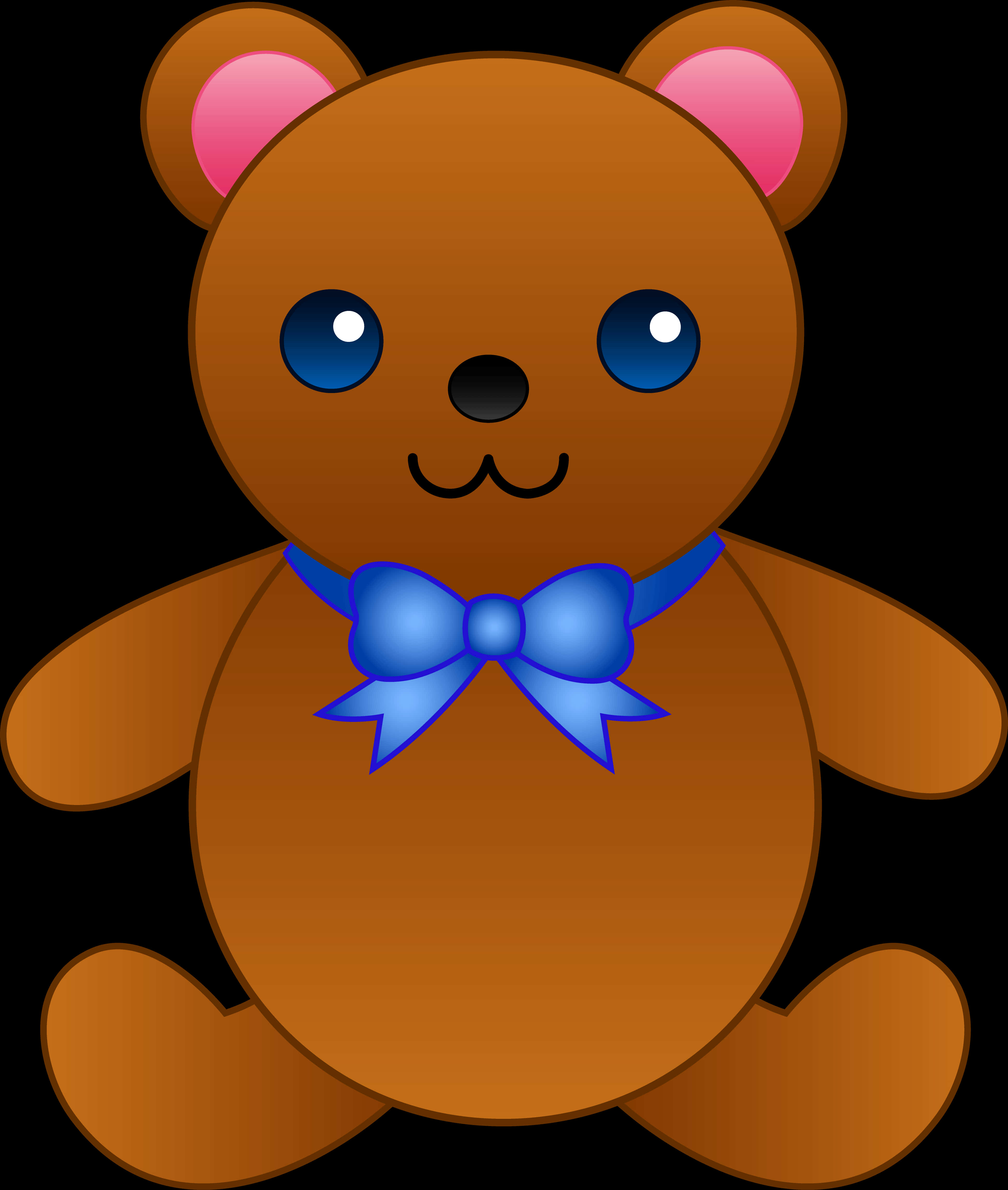 Cute Cartoon Teddy Bearwith Blue Bow