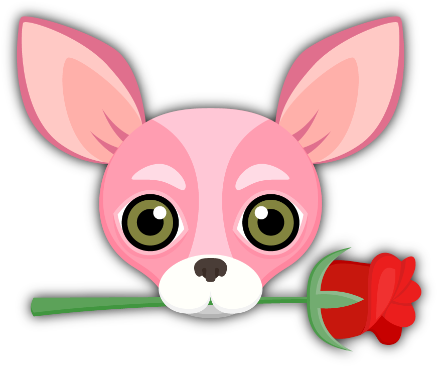 Cute Chihuahua Cartoonwith Rose