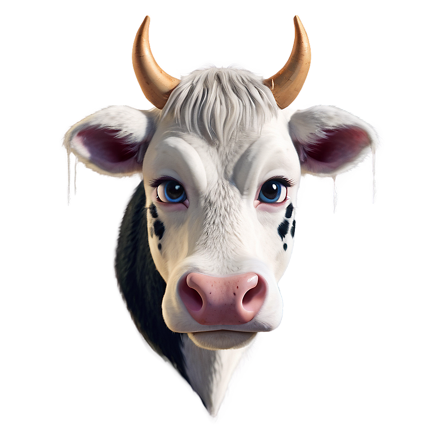 Cute Cow Head Character Png Kbg50