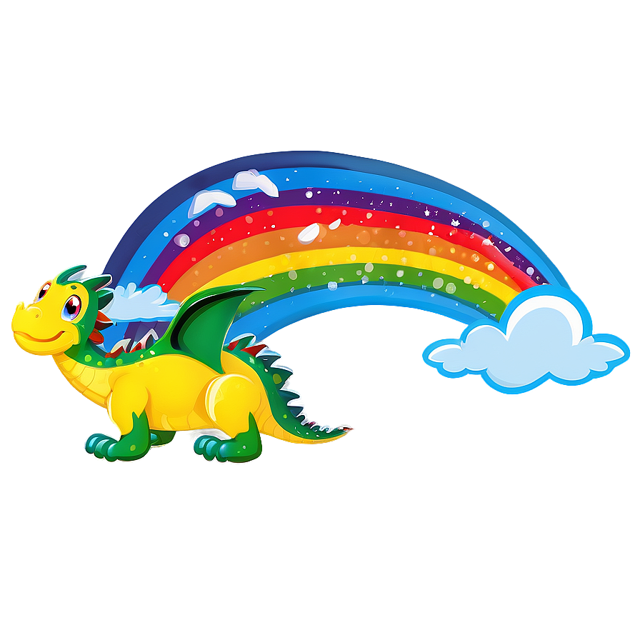 Cute Dragon And Rainbow Png 11