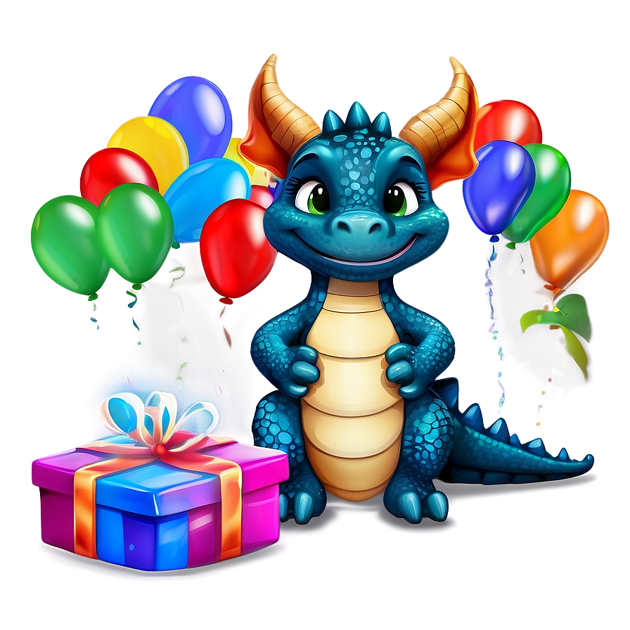 Cute Dragon Birthday Party Png 06262024