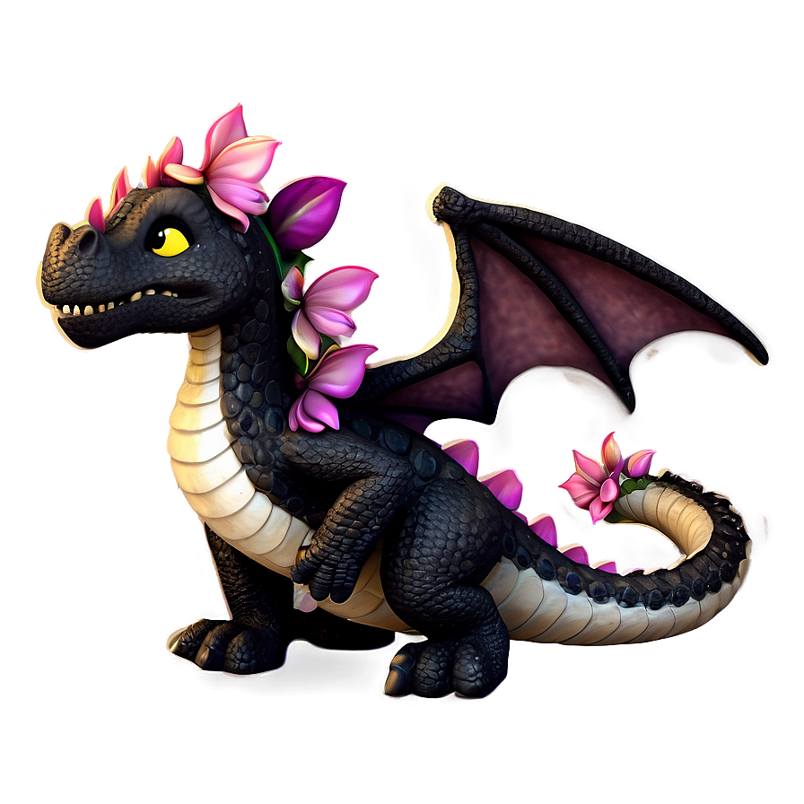 Cute Dragon With Flowers Png 87