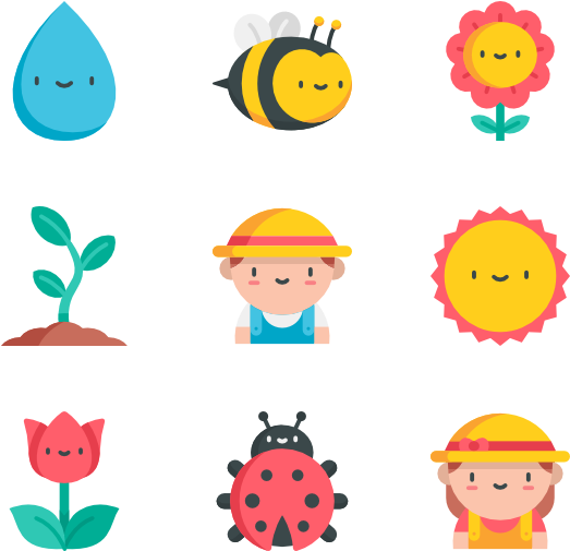 Cute Garden Characters Set