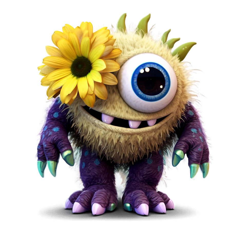 Cute Monster With Flowers Png 06272024