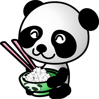 Cute Panda Eating Rice