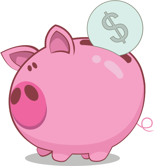 Cute Pink Piggy Bank Cartoon