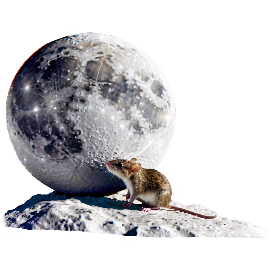 Cute Rat On Moon Png 06252024