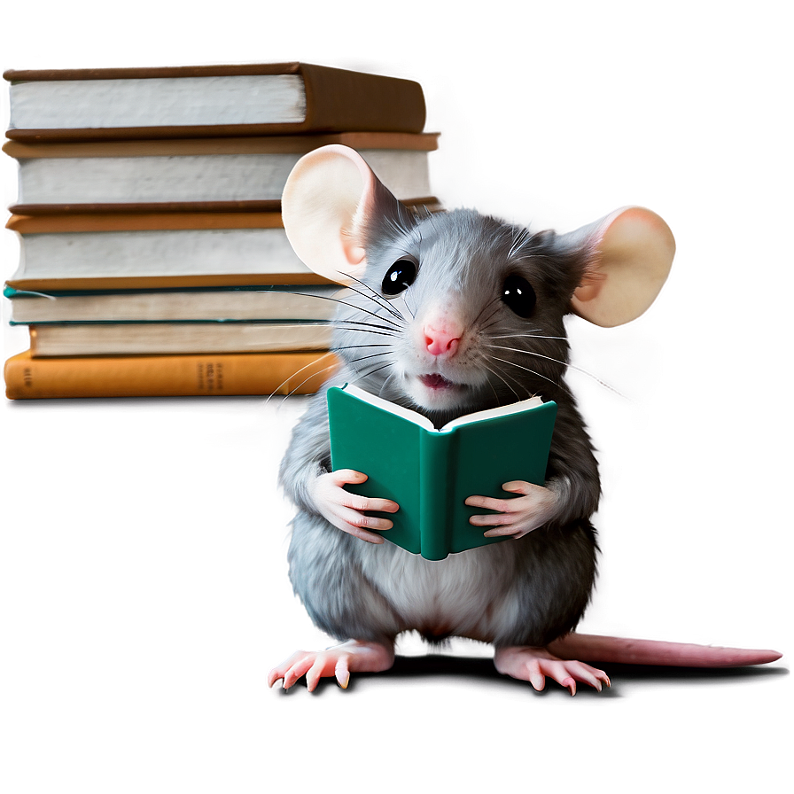 Cute Rat With Book Png Eap