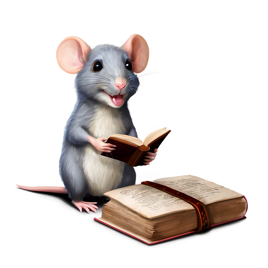 Cute Rat With Book Png Jxd