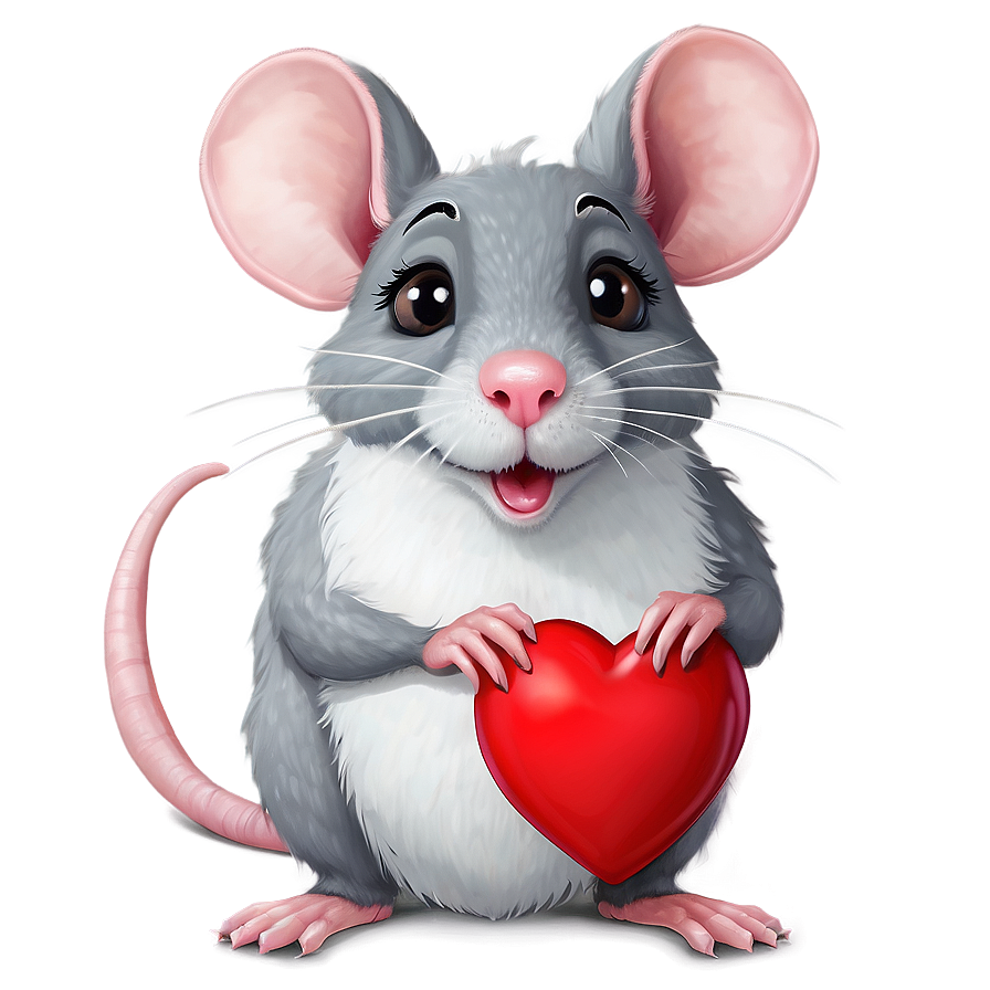 Cute Rat With Heart Png Mjt