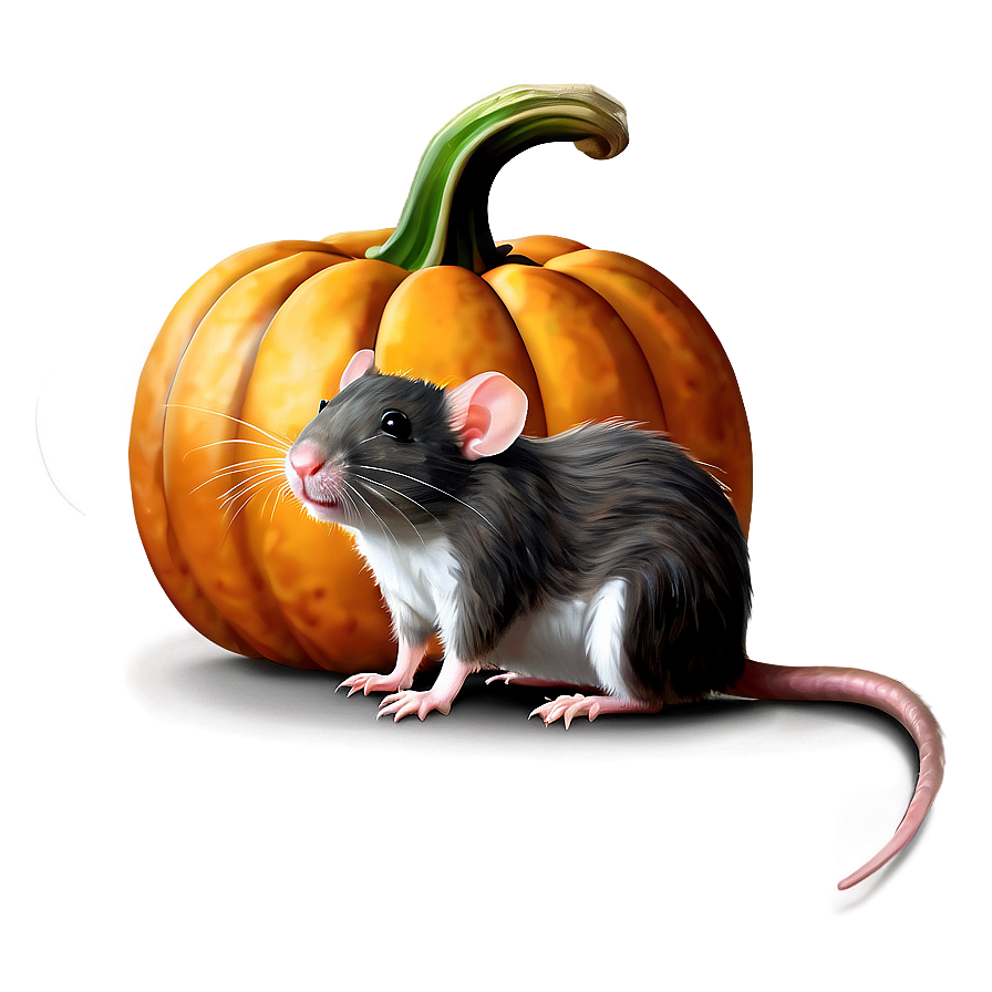 Cute Rat With Pumpkin Png Hvj