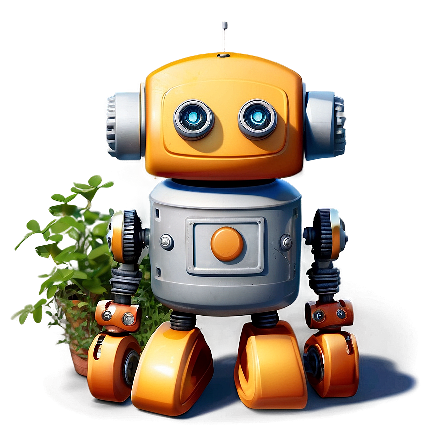 Cute Robot In Garden Png 06272024