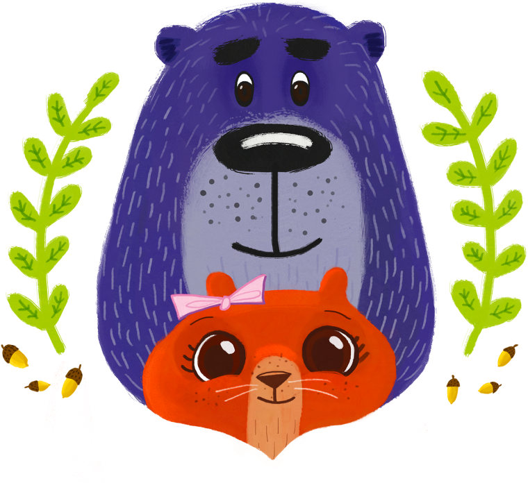 Cute Squirreland Bear Illustration