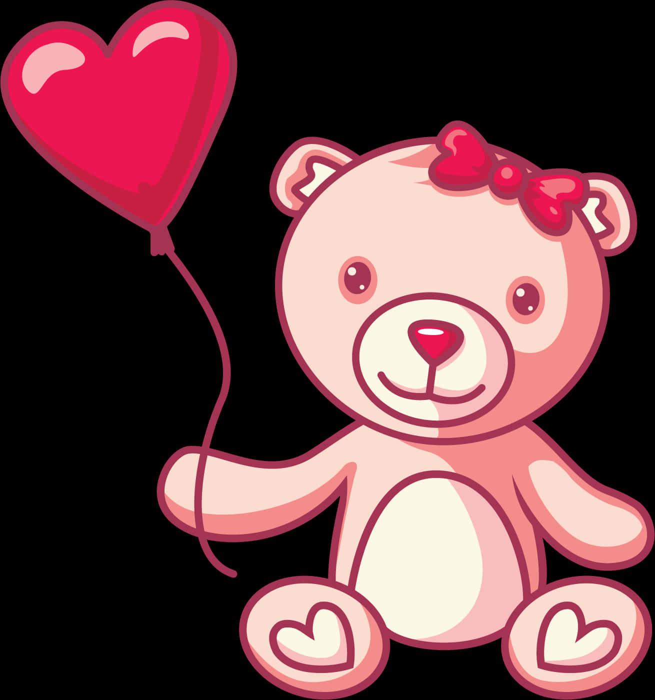 Cute Teddy Bear With Heart Balloon