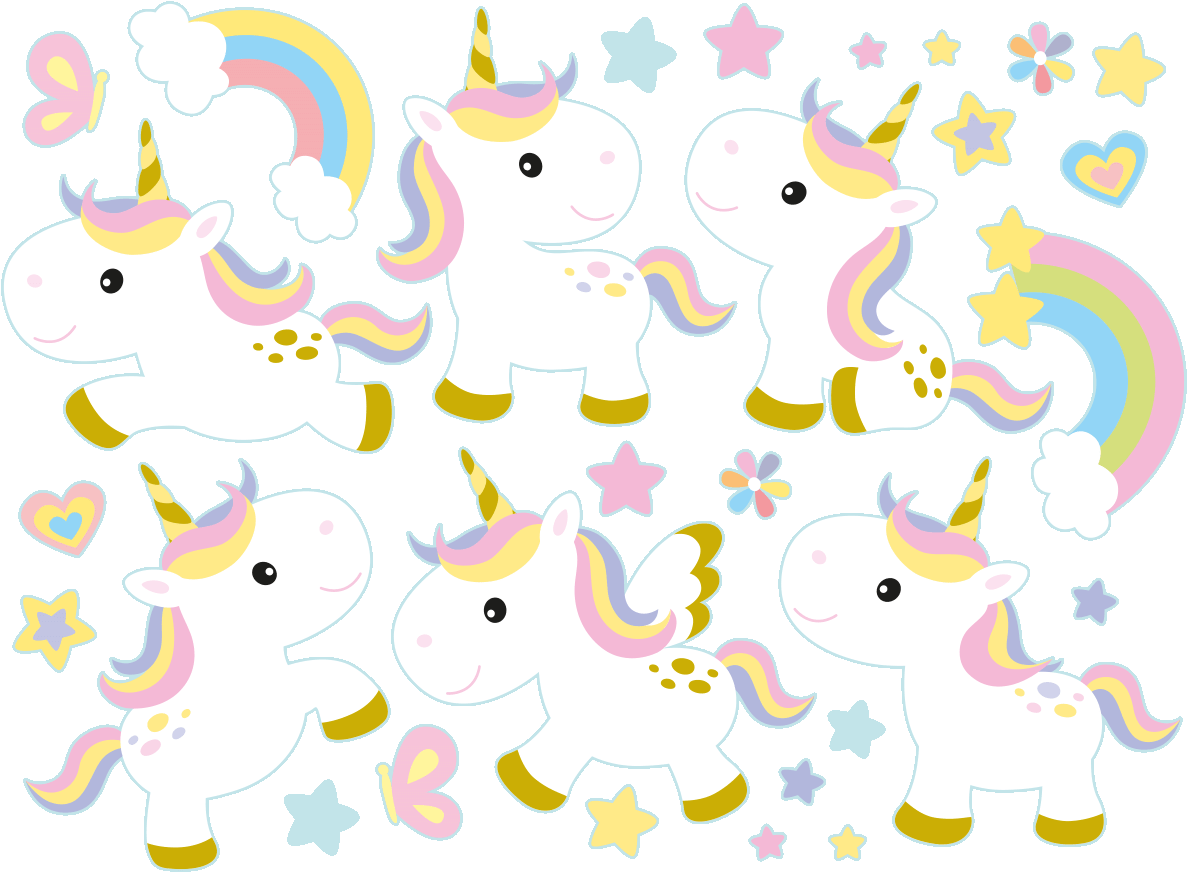 Cute Unicorn Characters Set