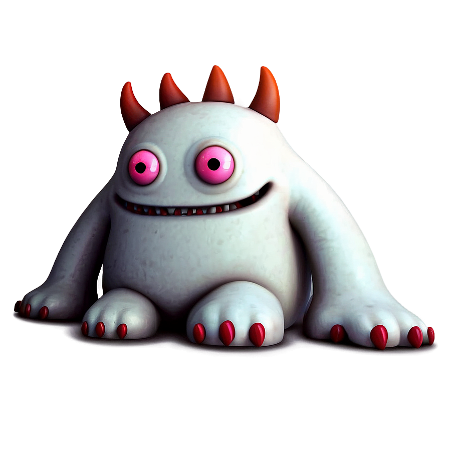 Cute White Monster Illustration Png 48