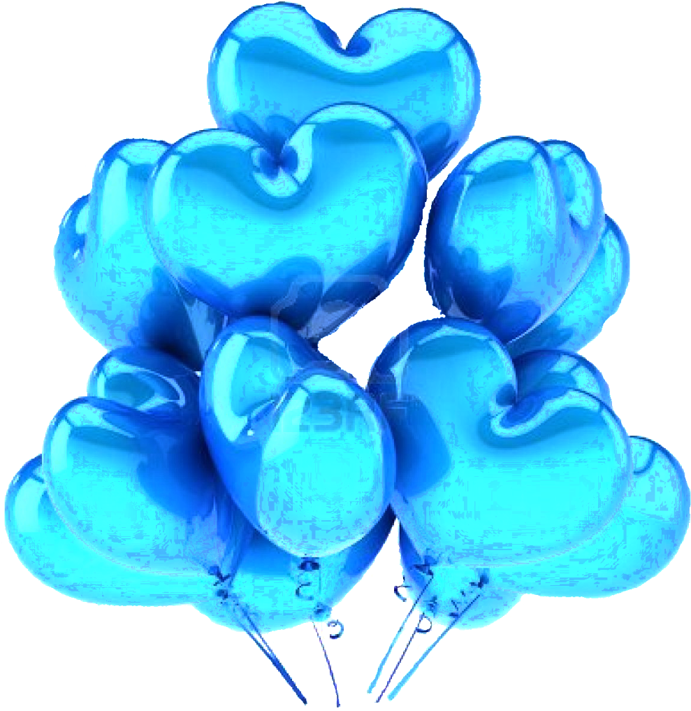 Cyan Heart Balloons Cluster