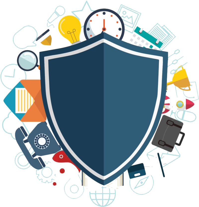 Cybersecurity Concept Shieldand Icons