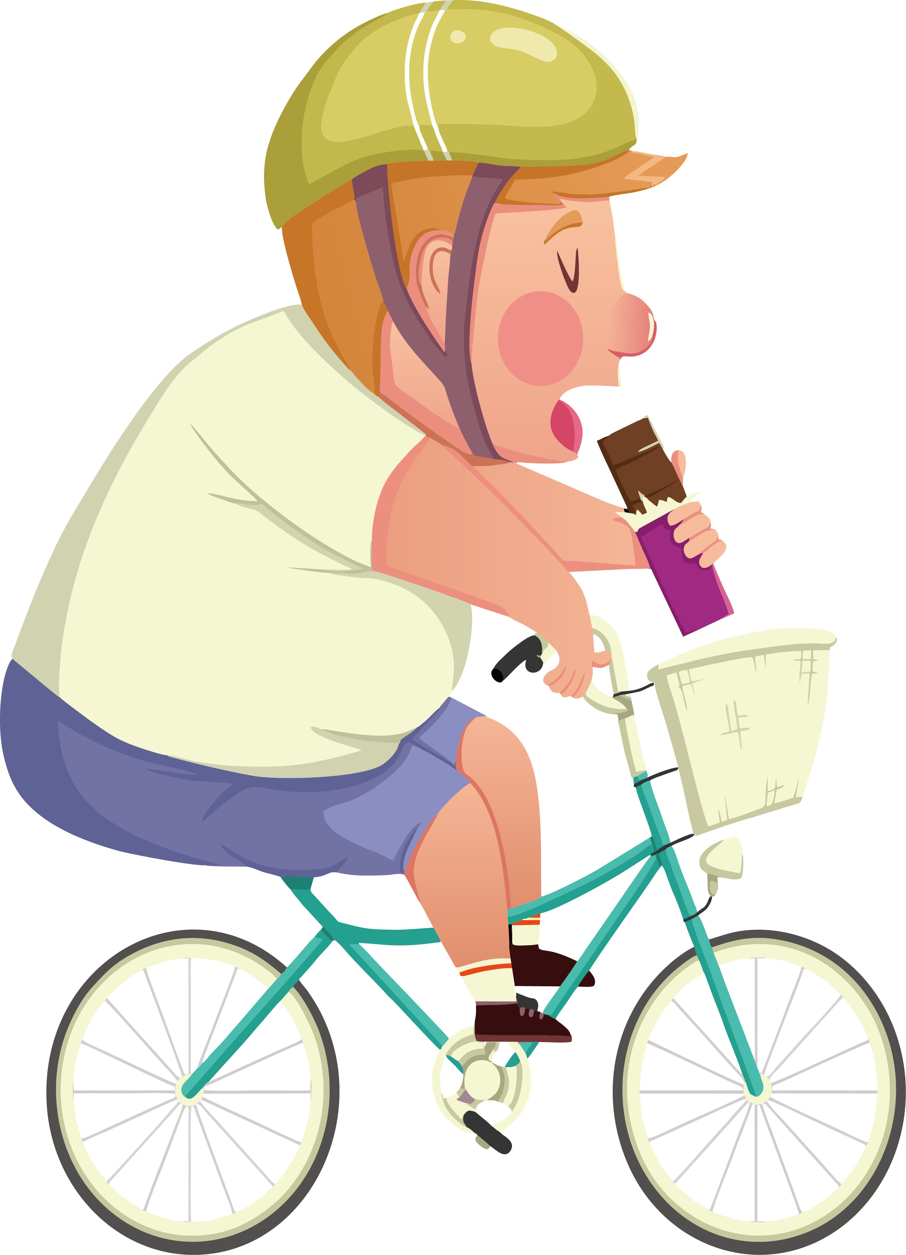 Cycling With Ice Cream Cartoon