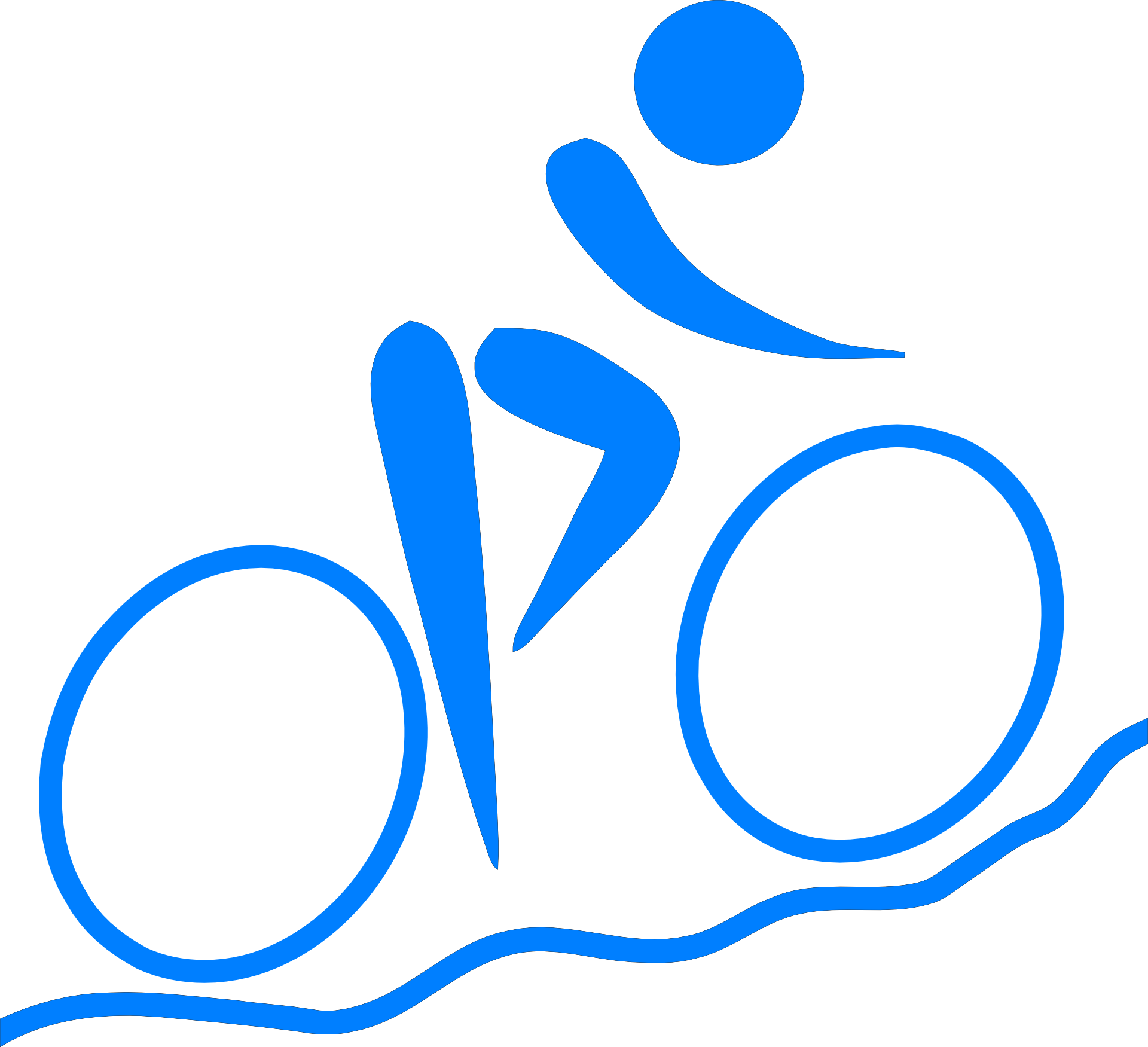 Cyclist Icon Blue Background