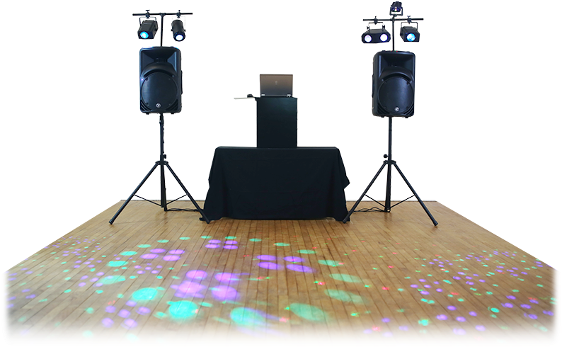 D J Setup Stagewith Lightsand Speakers