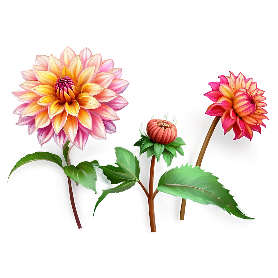 Dahlia Flower Sketch Png Bno10