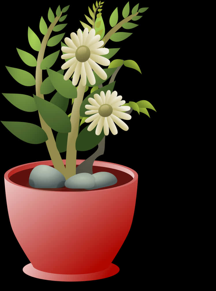 Daisy Flowersin Red Pot