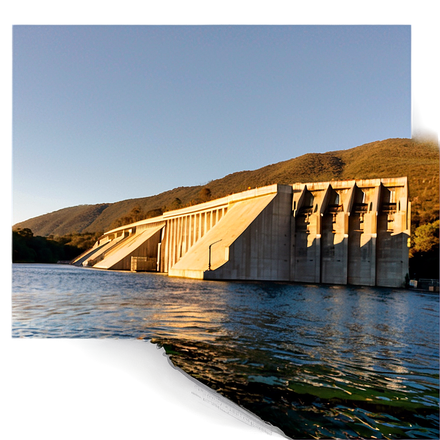 Dam At Golden Hour Sunset Png Uun62