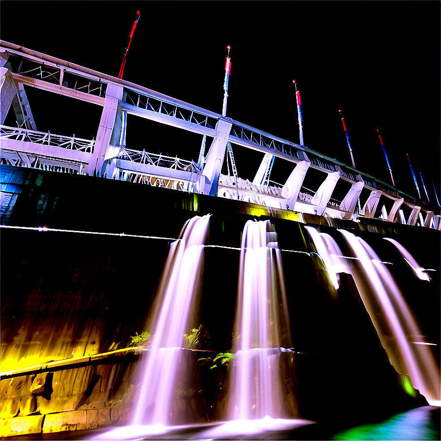 Dam Illumination Night View Png 06292024