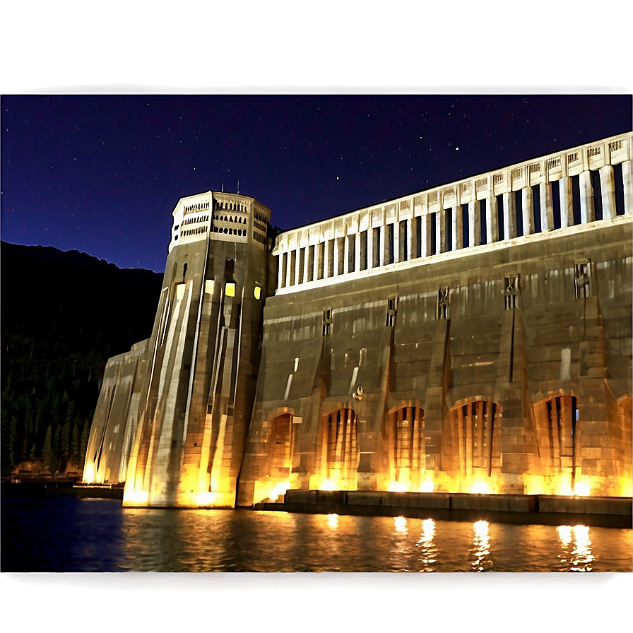 Dam Illumination Night View Png Sxf79