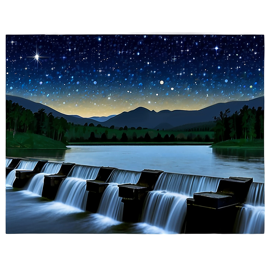 Dam Under Starry Night Sky Png Jjv