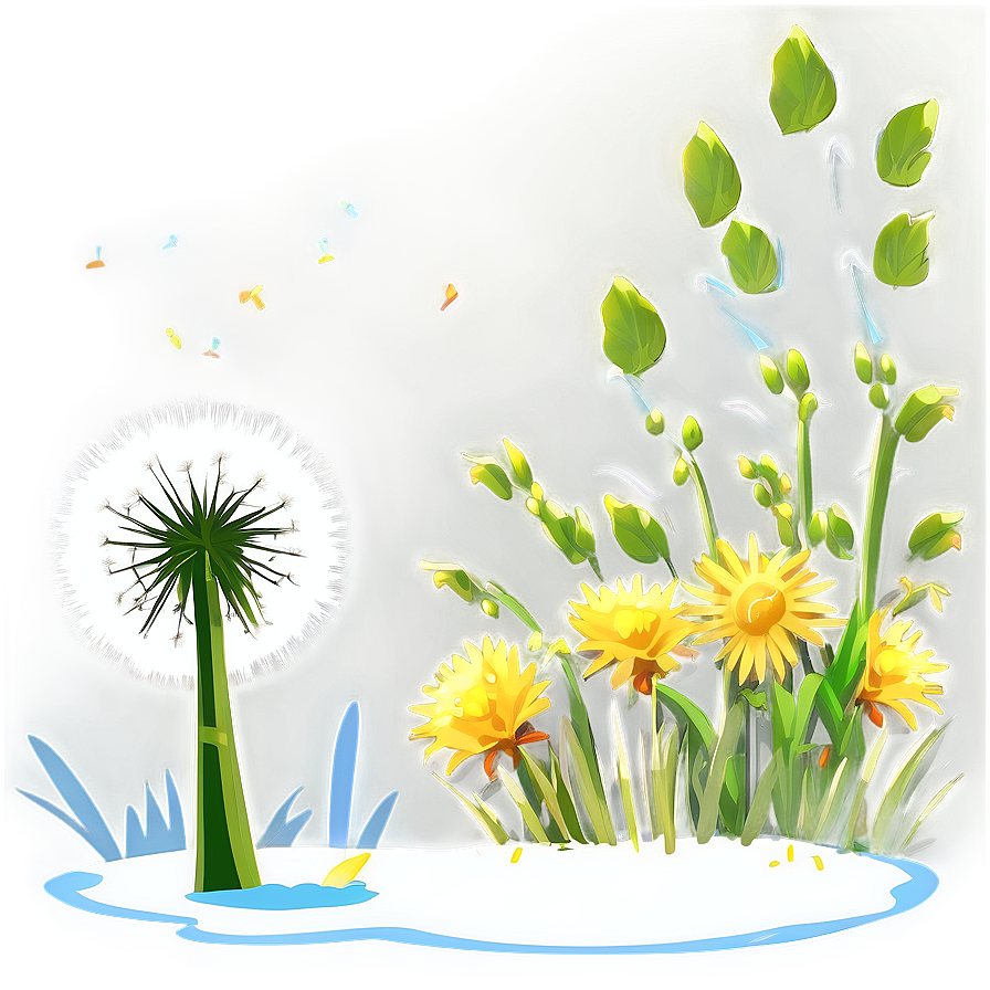 Dandelion Landscape Scene Png Doo