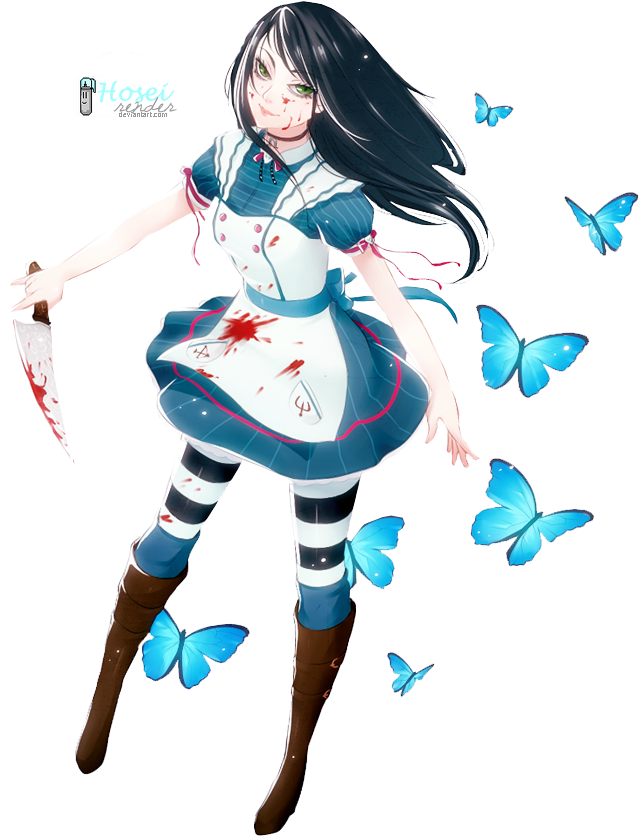 Dark Alicewith Butterfliesand Knife