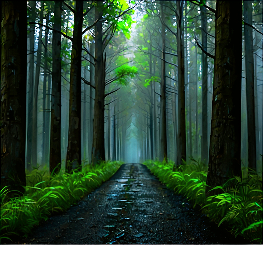 Dark Misty Forest Path Png 81