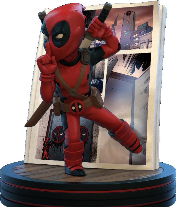 Deadpool Figure Emerging From Comic Book