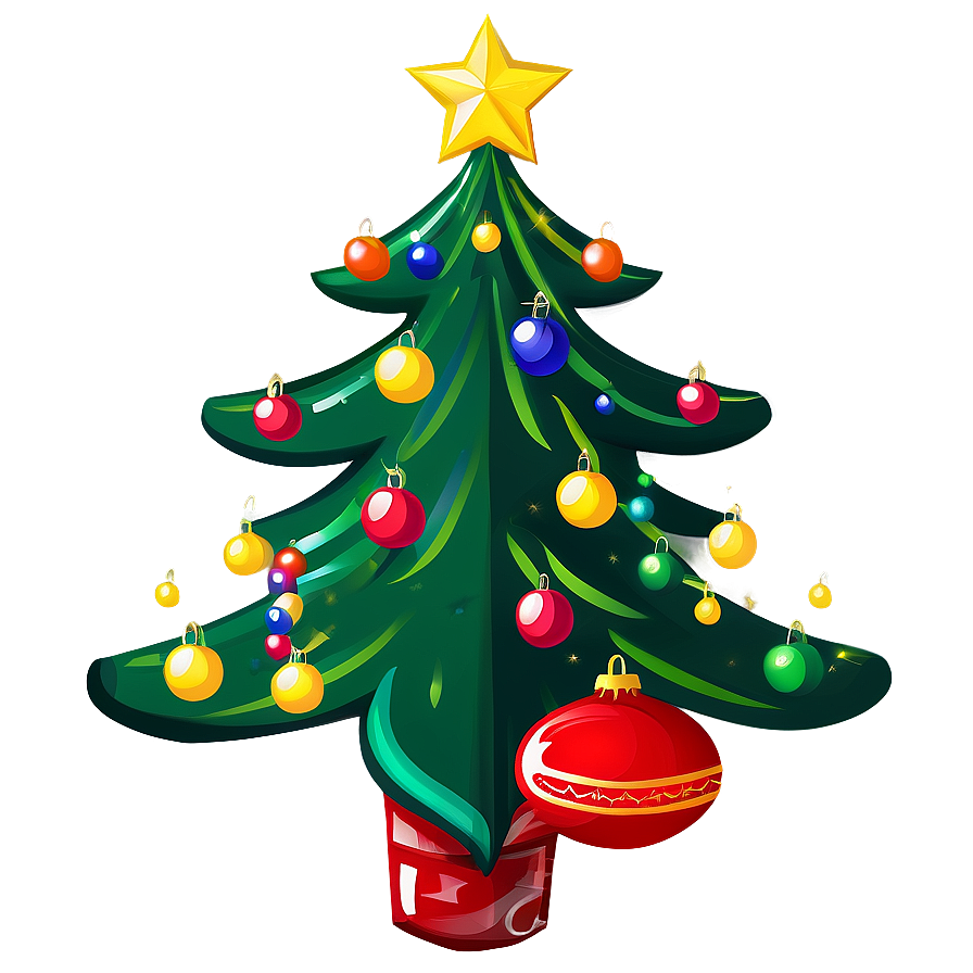 Decorated Cartoon Christmas Tree Png Daw