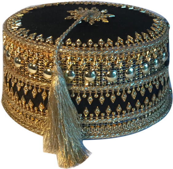 Decorative Blackand Gold Fez Hat