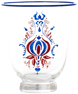 Decorative Blueand Red Painted Glass