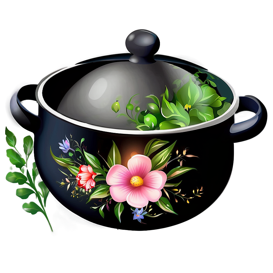 Decorative Floral Cooking Pot Png Jaa