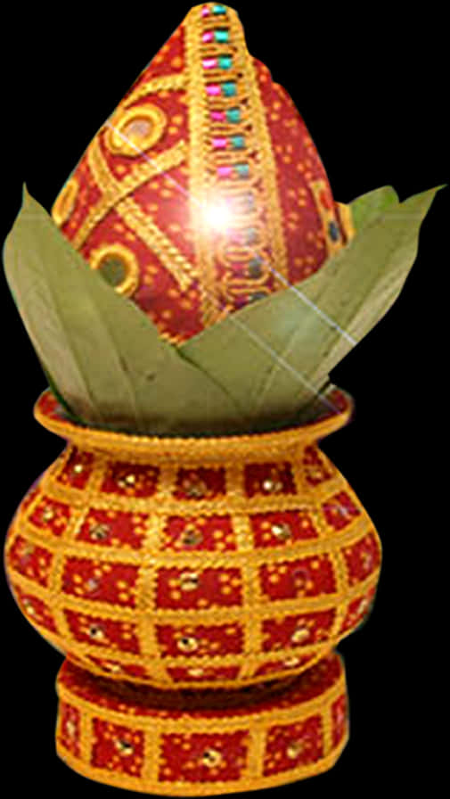 Decorative Kalashwith Coconutand Leaves