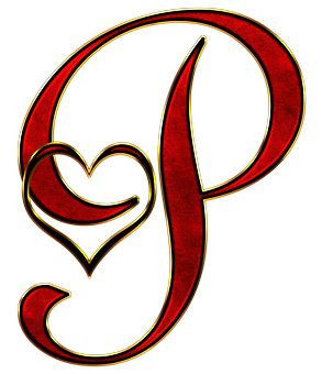 Decorative Letter Pwith Heart Design