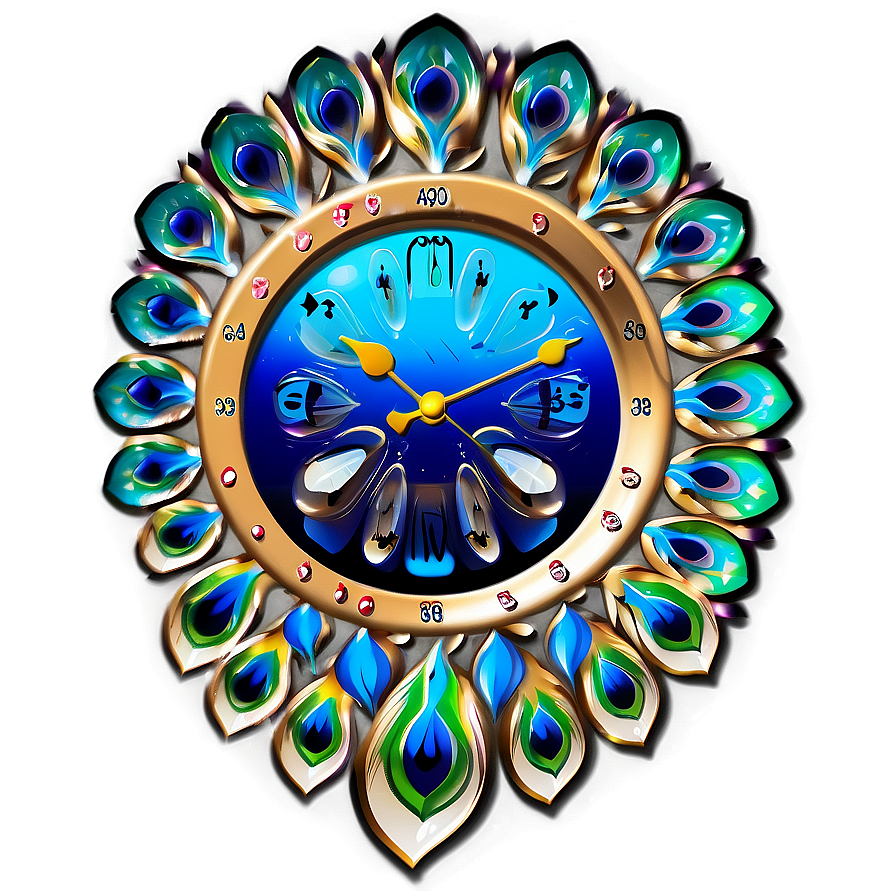 Decorative Peacock Clock Png 04292024