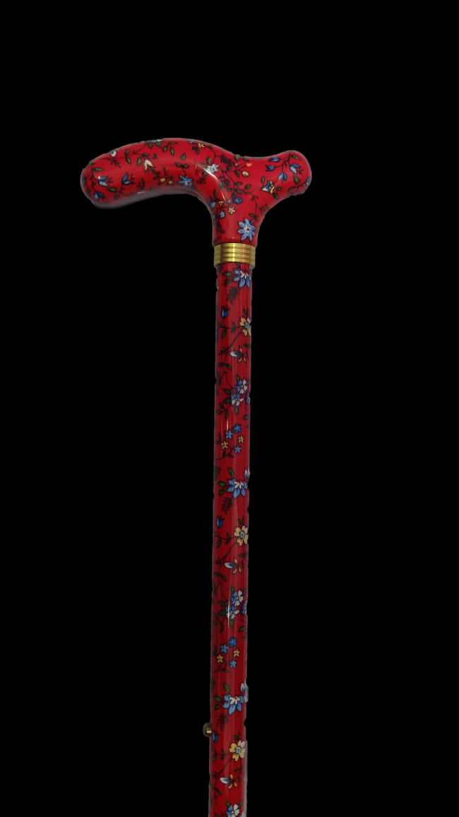 Decorative Red Floral Walking Stick